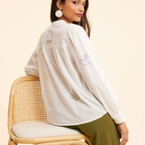 Chemise blanche broderies couleur - Blanc cassé - I.Code
