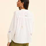 Chemise blanche broderies couleur - Blanc cassé - I.Code