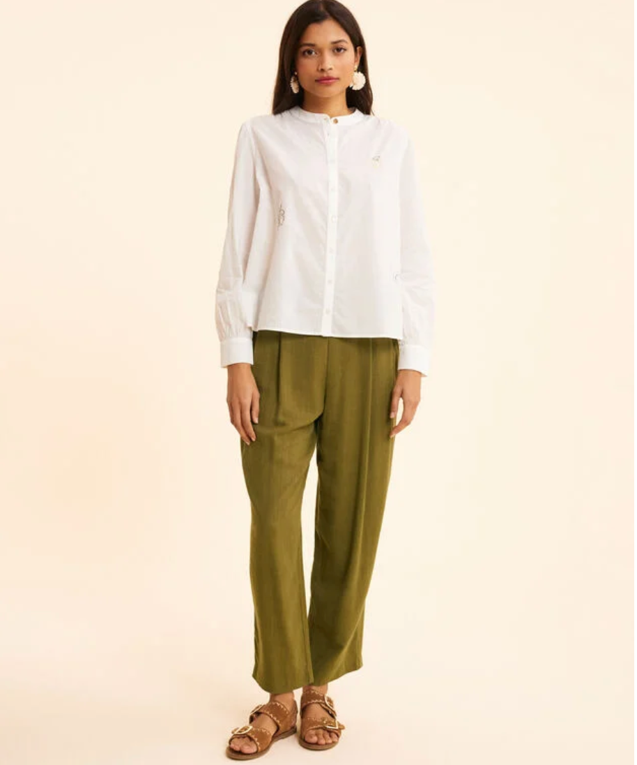 Chemise blanche broderies couleur - Blanc cassé - I.Code