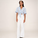 Blouse à rayures avec lien à nouer Ruth - Bleu - GRACE & MILA