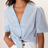 Blouse à rayures avec lien à nouer Ruth - Bleu - GRACE & MILA