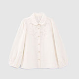 Chemise plastron broderie anglaise - Écrue - I.Code