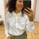 Chemise brodée bohème Vigry – Cloud Dancer – VILA
