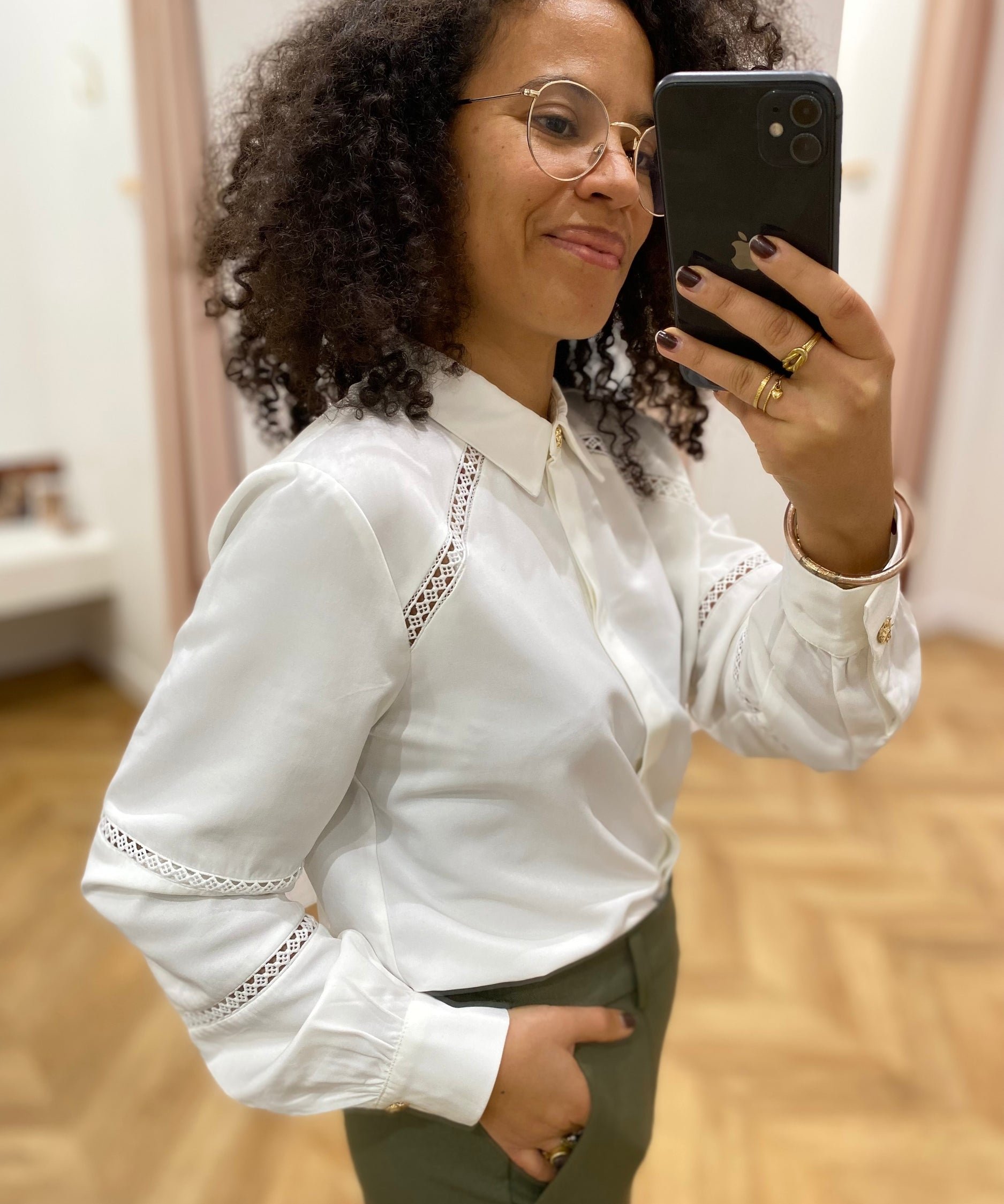 Chemise brodée bohème Vigry – Cloud Dancer – VILA