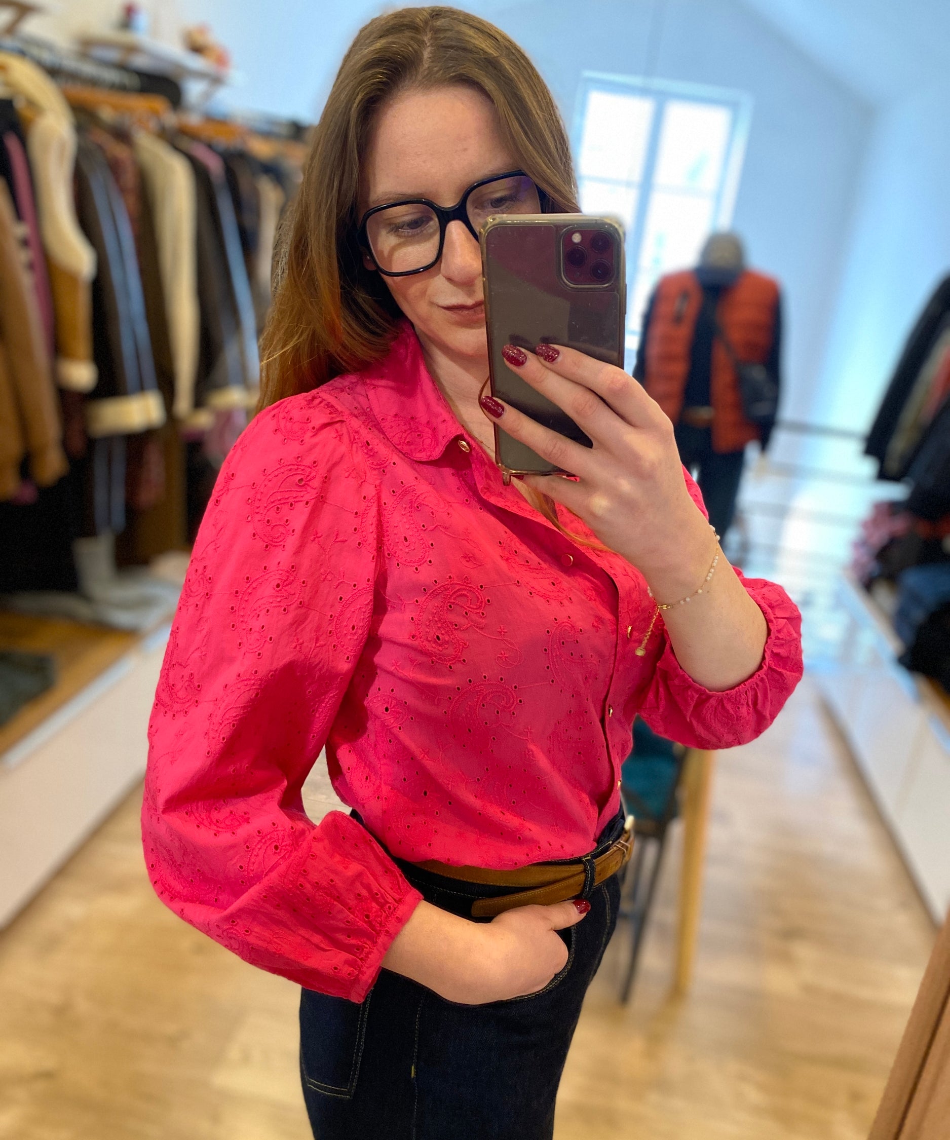 Chemise broderie anglaise - Magenta - I.Code