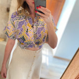 Chemise courte imprimée Perroquets - Parme - I.CODE