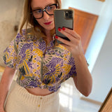 Chemise courte imprimée Perroquets - Parme - I.CODE