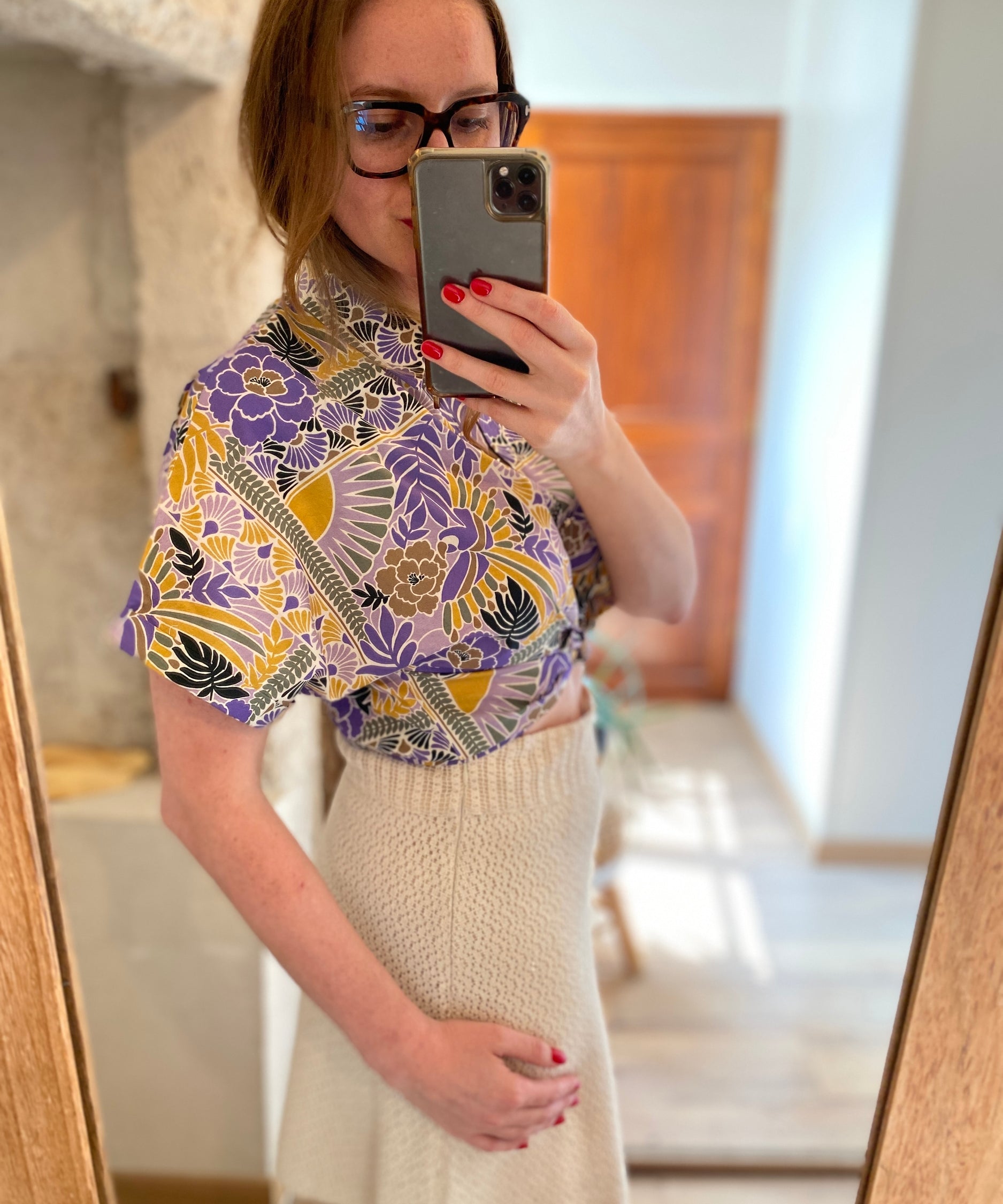 Chemise courte imprimée Perroquets - Parme - I.CODE