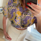Chemise courte imprimée Perroquets - Parme - I.CODE