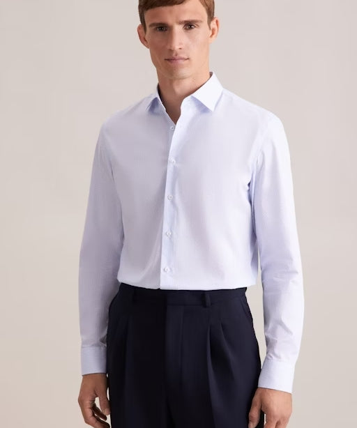 Slim Fine Printed Smart Business Shirt - Light Blue - SEIDENSTICKER