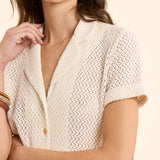 Chemise dentelle manches courtes - Ecru - I.Code