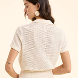 Chemise dentelle manches courtes - Ecru - I.Code