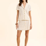 Chemise dentelle manches courtes - Ecru - I.Code
