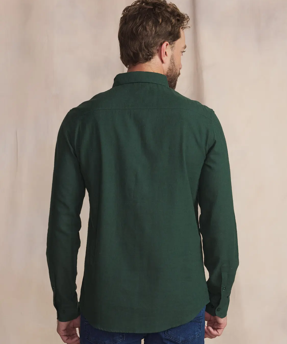Chemise en coton flanelle Berliche - Vert trefle - TBS HOMME