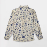 Chemise femme Noemache TBS beige à imprimé floral bleu vue de dos