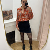 Chemise fleurie Folkfore - Terracotta - LOLA ESPELETA