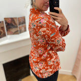 Chemise fleurie Folkfore - Terracotta - LOLA ESPELETA