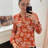 Chemise fleurie Folkfore - Terracotta - LOLA ESPELETA