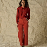Chemise froncée à manche ballon CH070 - Caramel - LOLA ESPELETA
