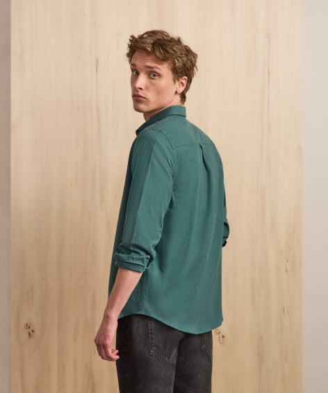 Chemise en coton Ivoy - Vert clair gris - FAGUO HOMME