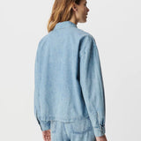 Chemise manche longue en jean coton bio loose femme - Bleu - IKKS women