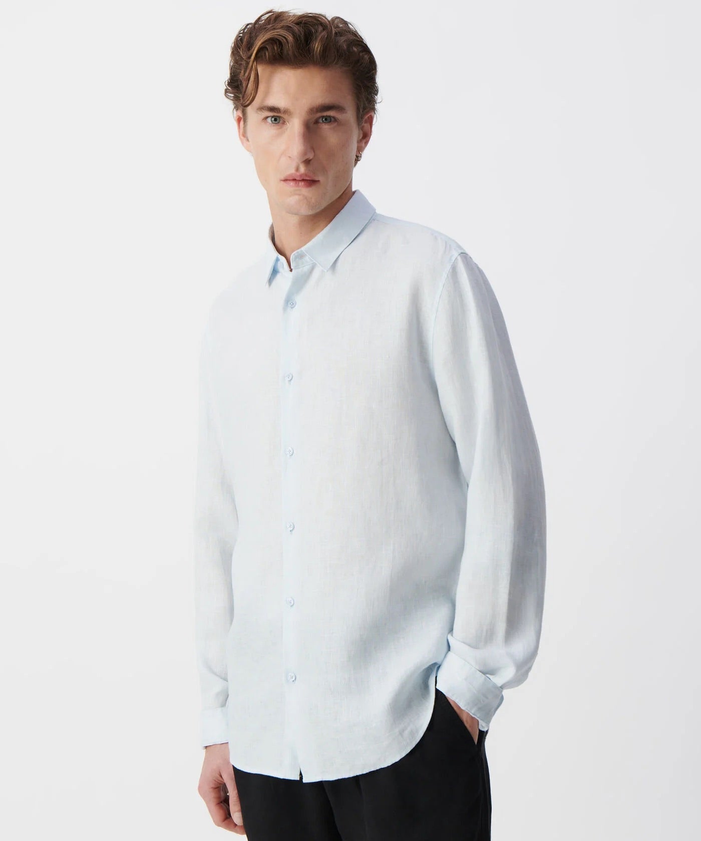 Chemise slim en lin homme - Ciel - IKKS Men