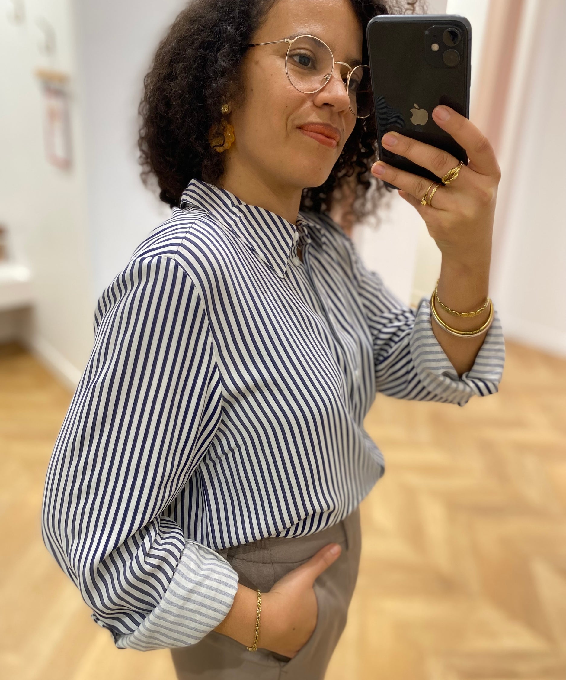 Chemise manches longues Virosa - Cloud Dancer Navy - VILA