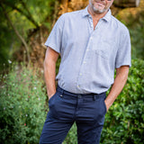 Chemise rayée à manches courte Deerpark - Marine - BARBOUR HOMME
