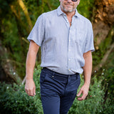 Chemise rayée à manches courte Deerpark - Marine - BARBOUR HOMME