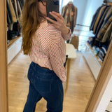 Chemise rayée broderie indienne Alexandra - Rose framboise - I.CODE
