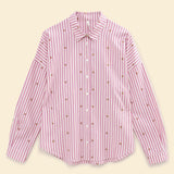 Chemise rayée broderie indienne Alexandra - Rose framboise - I.CODE