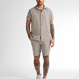 Chemise rayée homme en lin Dolphinbay - Sable - PETROL INDUSTRIES HOMME