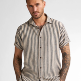 Chemise rayée homme en lin Dolphinbay - Sable - PETROL INDUSTRIES HOMME