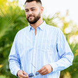 Chemise rayée homme casual Oxford - Bleu clair - SEIDENSTICKER