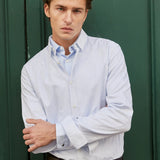 Chemise slim motif rayures aquarellées - Ciel - IKKS Men
