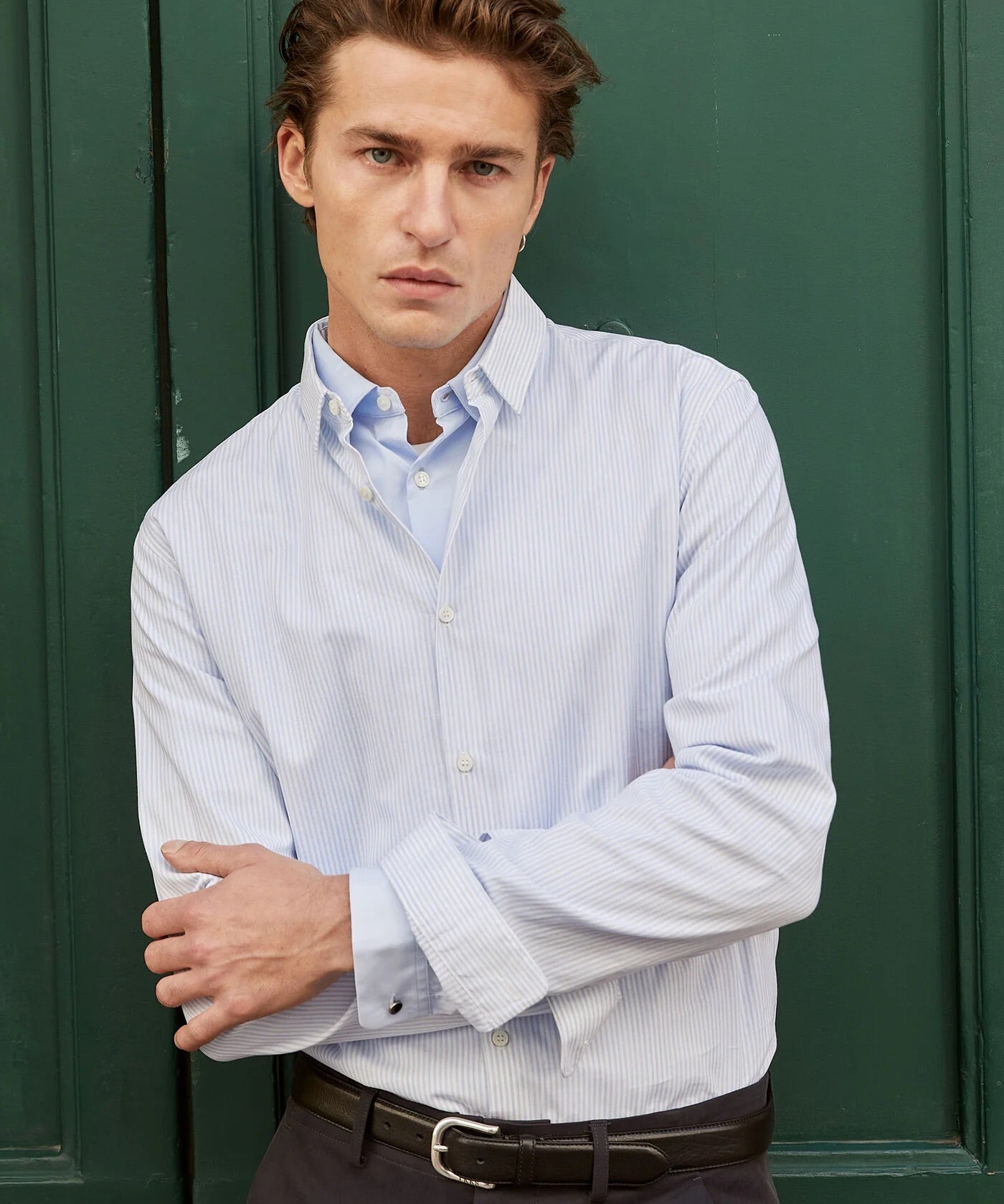 Chemise slim motif rayures aquarellées - Ciel - IKKS Men