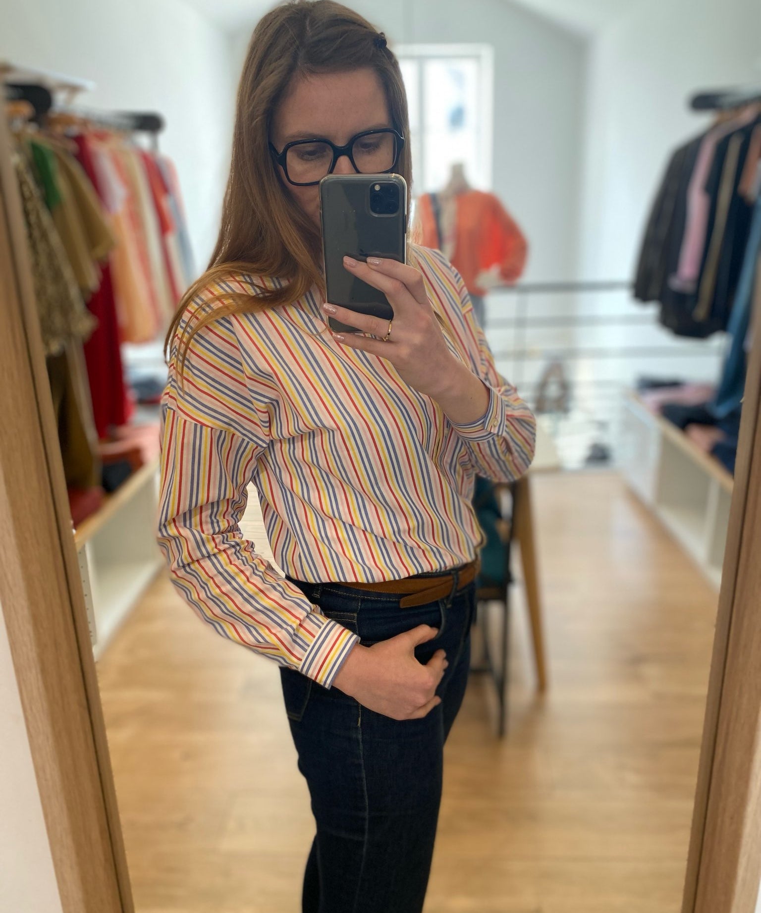 Chemise rayée - Rouge carmin - I.Code