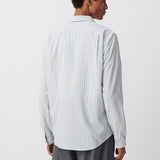 Chemise regular blanche rayures marine seawool homme - Marine - IKKS Men