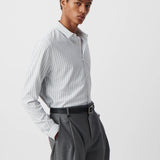 Chemise regular blanche rayures marine seawool homme - Marine - IKKS Men