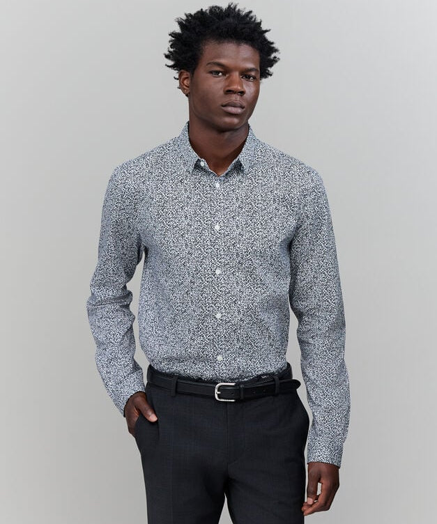 Chemise slim imprimée - Marine - IKKS HOMME