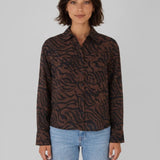 Chemisier Zebra Lola Espeleta marron – porté de face et imprimé animalier