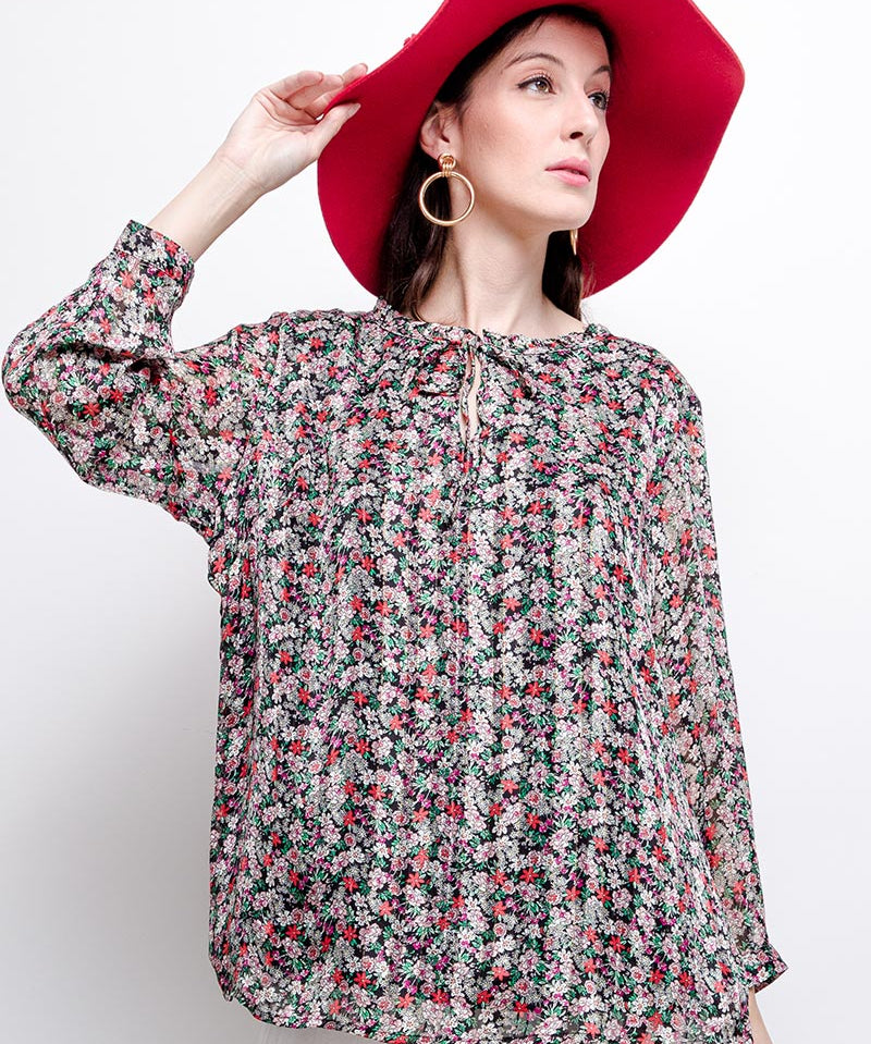Blouse Fleurie - noir - Christy