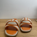 Claquettes plate en toile tissées - Orange - LA BOTTINE SOURIANTE