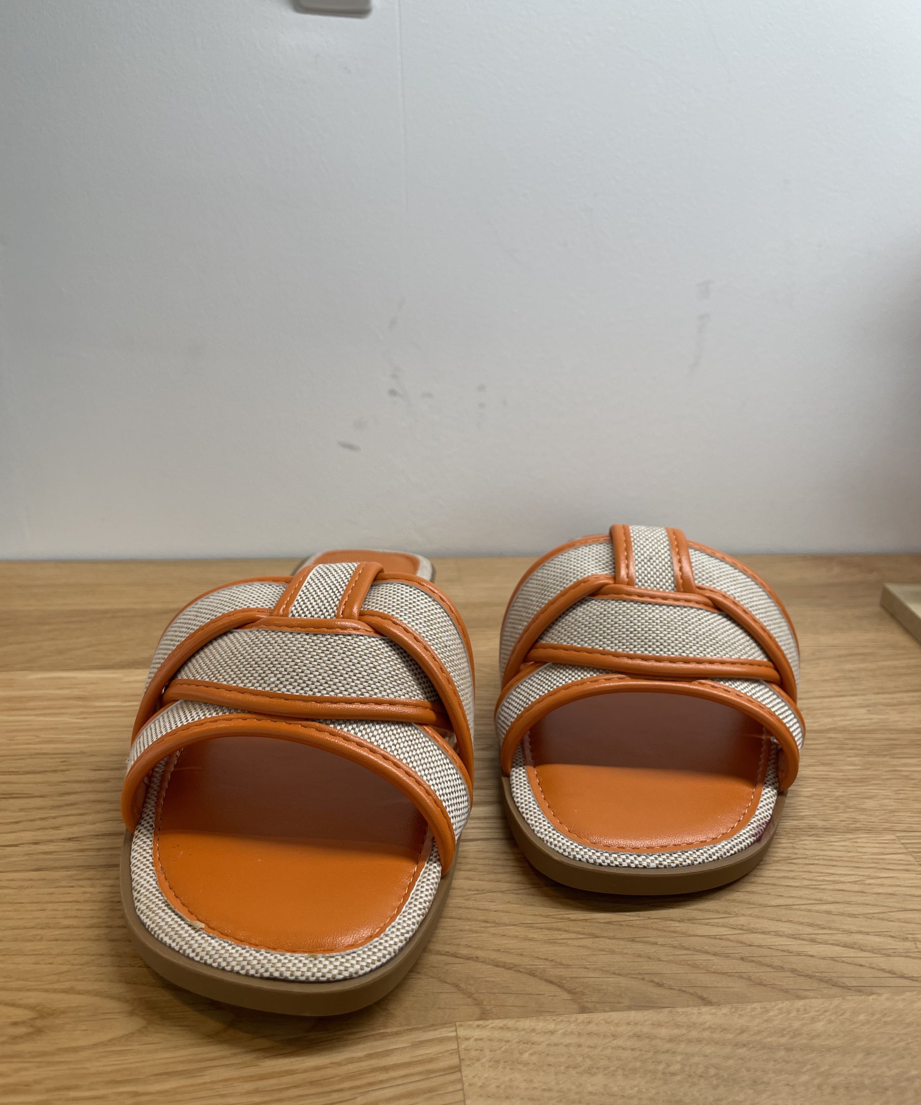 Claquettes plate en toile tissées - Orange - LA BOTTINE SOURIANTE