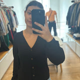 Molly V-neck cardigan - Black - FABIENNE CHAPOT