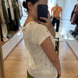 T-shirt col rond Phil - Blanc et orange - FABIENNE CHAPOT
