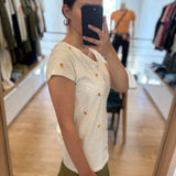 T-shirt col rond Phil - Blanc et orange - FABIENNE CHAPOT