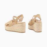 Criss-Cross Strap Wedges - Beige - VANESSA WU