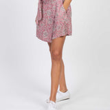 Short fluide imprimé fleurs Oreja - Vieux rose - SUN VALLEY FEMME