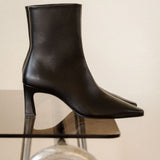 Bottines à talon pointu en cuir Emilie - Noir passion - BOBBIES FEMME